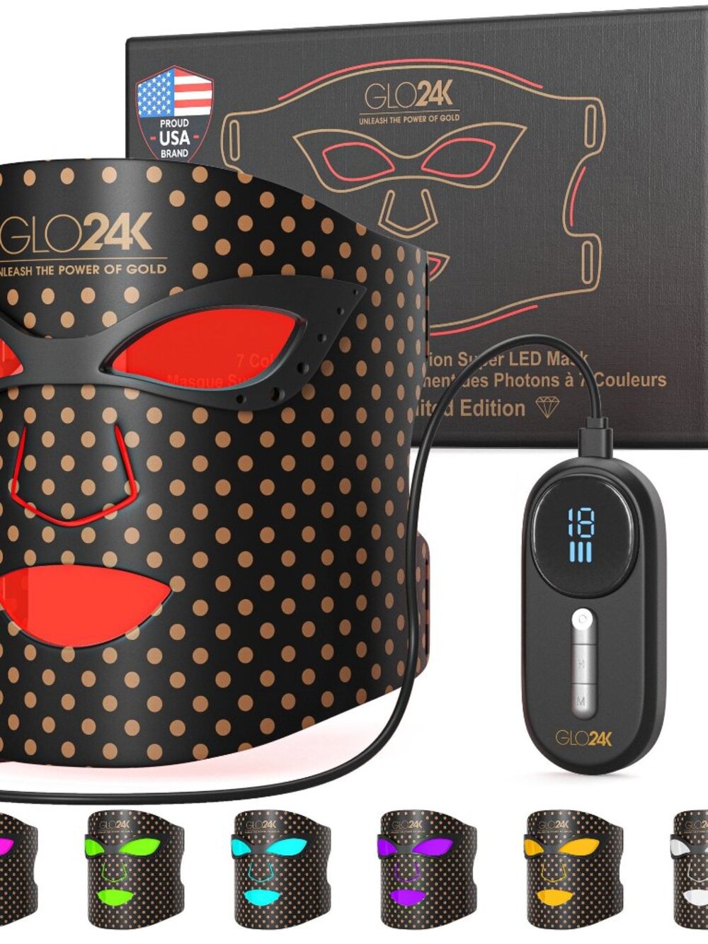 GLO24K 7 Color LED Photon Rejuvenation Super Mask